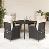 Image de 5-delige Tuinset met kussens poly rattan zwart3213315