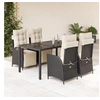 Image de Ensemble à Manger de Jardin avec Coussins 5 pcs, Table et Chaises avec Dossier Réglable, Meubles d'Extérieur, 3213316