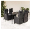 Image de Ensemble à Manger de Jardin avec Coussins 5 pcs, Table et Chaises avec Dossier Réglable, Meubles d'Extérieur, 3213322
