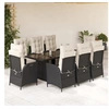 Image de Ensemble à Manger de Jardin avec Coussins 9 pcs, Table et Chaises avec Dossier Réglable, Meubles d'Extérieur, 3213351