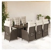 Image de Ensemble à Manger de Jardin avec Coussins 9 pcs, Table et Chaises avec Dossier Réglable, Meubles d'Extérieur, 3213355