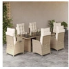 Image de Ensemble à Manger de Jardin avec Coussins 7 pcs, Table et Chaises avec Dossier Réglable, Meubles d'Extérieur, 3213358