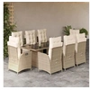 Image de Ensemble à Manger de Jardin avec Coussins 9 pcs, Table et Chaises avec Dossier Réglable, Meubles d'Extérieur, 3213359