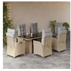 Image de Ensemble à Manger de Jardin avec Coussins 7 pcs, Table et Chaises avec Dossier Réglable, Meubles d'Extérieur, 3213360