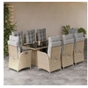 Image de Ensemble à Manger de Jardin avec Coussins 9 pcs, Table et Chaises avec Dossier Réglable, Meubles d'Extérieur, 3213361
