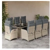 Image de Ensemble à Manger de Jardin avec Coussins 9 pcs, Table et Chaises avec Dossier Réglable, Meubles d'Extérieur, 3213363