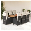 Image de Ensemble à Manger de Jardin avec Coussins 9 pcs, Table et Chaises avec Dossier Réglable, Meubles d'Extérieur, 3213367
