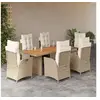 Image de 7-delige Tuinset met kussens poly rattan beige3213372