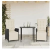 Image de Ensemble à Manger de Jardin avec Coussins 3 pcs, Table et Chaises avec Dossier Réglable, Meubles d'Extérieur, 3213378