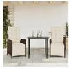 Image de Ensemble à Manger de Jardin avec Coussins 3 pcs, Table et Chaises avec Dossier Réglable, Meubles d'Extérieur, 3213406