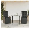 Image de Ensemble à Manger de Jardin avec Coussins 3 pcs, Table et Chaises avec Dossier Réglable, Meubles d'Extérieur, 3213420