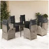 Image de Ensemble à Manger de Jardin avec Coussins 7 pcs, Table et Chaises avec Dossier et Repose-pied Réglables 3213424