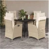 Image de Ensemble à Manger de Jardin avec Coussins 5 pcs, Table et Chaises avec Dossier et Repose-pied Réglables, Meubles 3213435