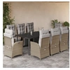 Image de Ensemble à Manger de Jardin avec Coussins 9 pcs, Table et Chaises avec Dossier et Repose-pied Réglables 3213461