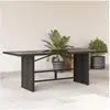 Image de Table de jardin avec dessus en verre noir résine tressée, table d'extérieur, table à manger de jardin, meuble de 365602