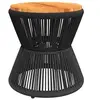 Image de Table basse bois massif d'acacia noir base en fil de fer table centrale salon latérale