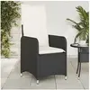 Image de Chaise inclinable de jardin avec coussins noir résine tressée, fauteuil de jardin inclinable, fauteuil inclinable de 365680