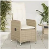 Image de Chaise inclinable de jardin avec coussins beige résine tressée, fauteuil de jardin inclinable, fauteuil inclinable de 365683
