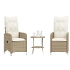 Image de Lot de 2 chaise H. 50 cm empilable non pliable exterieur en rotin beige