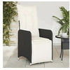 Image de Chaise inclinable de jardin avec coussins noir résine tressée, fauteuil de jardin inclinable, fauteuil inclinable de 365695