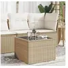 Image de Table de Jardin dessus en Verre, Table Basse, Meuble de Pique-Nique Terrasse Patio Balcon Cour Extérieur, Beige 366058