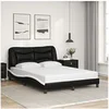 Image de Bedframe met hoofdbord kunstleer zwart en wit 140x190 cm3208000