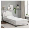 Image de Cadre de Lit Viana sans Matelas, Lit Rembourré avec Coussin, Lit Simple, Lit Adulte Chambre, Moderne, Blanc 90x200 cm 3208069