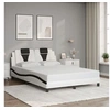 Image de Cadre de Lit Viana sans Matelas, Lit Rembourré avec Coussin, Lit Double, Lit Adulte Chambre, Moderne, Blanc et Noir 3208088