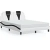 Image de Bedframe met hoofdbord kunstleer zwart en wit 140x200 cm3208102