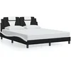 Image de Bedframe met hoofdbord kunstleer zwart en wit 160x200 cm3208108