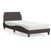 Image de Lit avec matelas marron foncé 80x200 cm tissu, meuble de chambre à coucher, lit simple, cadre de lit incurvé, sommier, lit en tissu
