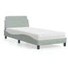 Image de Lit avec matelas gris clair 80x200 cm velours, meuble de chambre, lit simple, cadre de lit incurvé, sommier, lit en 3208291