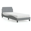 Image de Lit avec matelas gris clair 90x200 cm tissu, meuble de chambre à coucher, lit simple, cadre de lit incurvé, sommier, 3208324