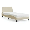 Image de Lit avec matelas crème 90x200 cm tissu, meuble de chambre à coucher, lit simple, cadre de lit incurvé, sommier, lit 3208329