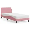 Image de Lit avec matelas rose 90x200 cm velours, meuble de chambre, lit simple, cadre de lit incurvé, sommier, lit en velours 3208336