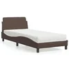 Image de Lit avec matelas marron 90x200 cm similicuir, meuble de chambre à coucher, lit simple, cadre de lit incurvé, sommier, 3208339