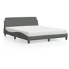 Image de Lit avec matelas gris foncé 160x200 cm tissu 3208425
