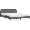 Image de Lit avec matelas gris foncé 180x200 cm tissu 3208445