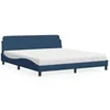 Image de Lit 218 x 185 x 74.5 cm en tissu sommier a lattes pour 2 personnes de couleur