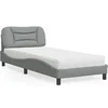 Image de Lit avec matelas gris clair 90x190 cm tissu, meuble de chambre à coucher, lit simple, cadre de lit incurvé, sommier, 3208499