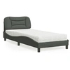 Image de Lit avec matelas gris foncé 90x190 cm tissu, meuble de chambre à coucher, lit simple, cadre de lit incurvé, sommier, 3208500