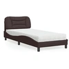 Image de Lit avec matelas marron foncé 90x190 cm tissu, meuble de chambre à coucher, lit simple, cadre de lit incurvé, sommier, lit en tissu 3208502