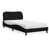 Image de Lit avec matelas noir 100x200 cm tissu, meuble de chambre à coucher, lit simple, cadre de lit incurvé, sommier, lit 3208515