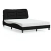 Image de Lit avec matelas noir 120x200 cm tissu, meuble de chambre à coucher, lit double, cadre de lit incurvé, sommier, lit 3208522