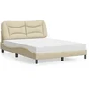 Image de Lit avec matelas crème 120x200 cm tissu, meuble de chambre à coucher, lit double, cadre de lit incurvé, sommier, lit 3208525