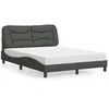 Image de Lit avec matelas gris foncé 140x190 cm tissu, meuble de chambre à coucher, lit double, cadre de lit incurvé, sommier, 3208528