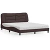 Image de Lit avec matelas marron foncé 160x200 cm tissu, meuble de chambre à coucher, lit double, cadre de lit incurvé, 3208544