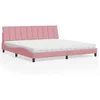 Image de Lit avec matelas rose 200x200 cm velours, meuble de chambre à coucher, lit double, cadre de lit incurvé, sommier, lit 3208621