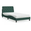 Image de Bed met matras fluweel donkergroen 100x200 cm3208643