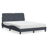 Image de Lit 218 x 145 x 74.5 cm en velours sommier a lattes pour 2 personnes de couleur